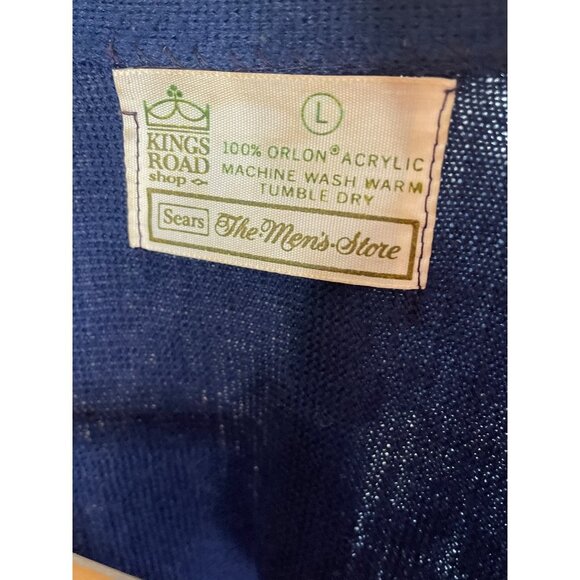 Kings Road Shop Blue Long Sleeve Buttoned V-Neck Cardigan SZ Large - Picture 4 of 6